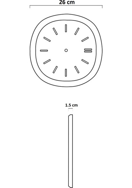 Dekoratif Renkli Kare Beton Duvar Saati 26 cm - Gri