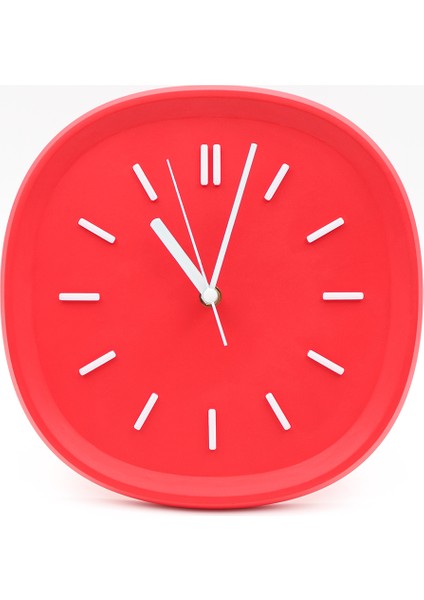 Dekoratif Renkli Kare Beton Duvar Saati 26 cm - Kırmızı fiyatları