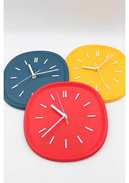 Dekoratif Renkli Kare Beton Duvar Saati 26 cm - Kırmızı indirimleri