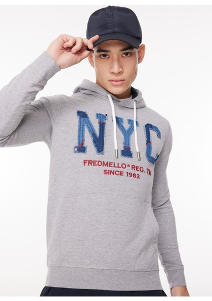 Kapüşon Yaka Gri Melanj Erkek Sweatshırt Fm23W11Fc fiyatları