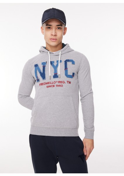 Kapüşon Yaka Gri Melanj Erkek Sweatshırt Fm23W11Fc modelleri