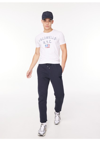 Lastikli Bel Slim Fit Lacivert Erkek Eşofman Altı FM23W04PF