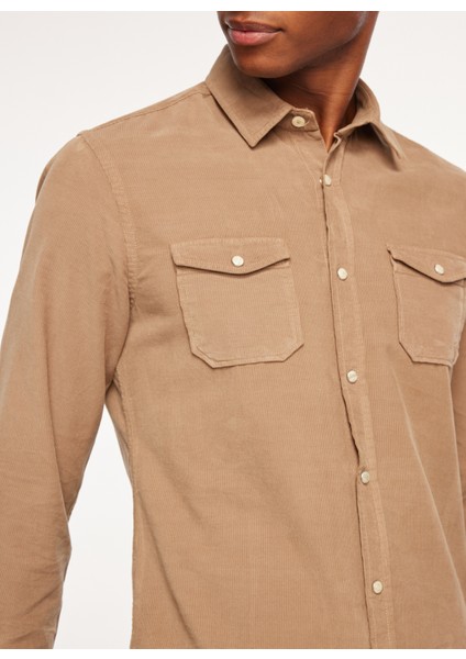 Slim Fit Gömlek Yaka Kahve Erkek Gömlek FM23W04CU indirimleri