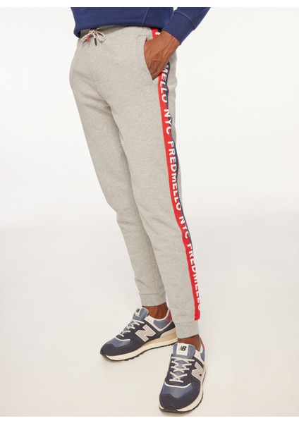 Lastikli Bel Slim Fit Gri Melanj Erkek Eşofman Altı FM23W06PF