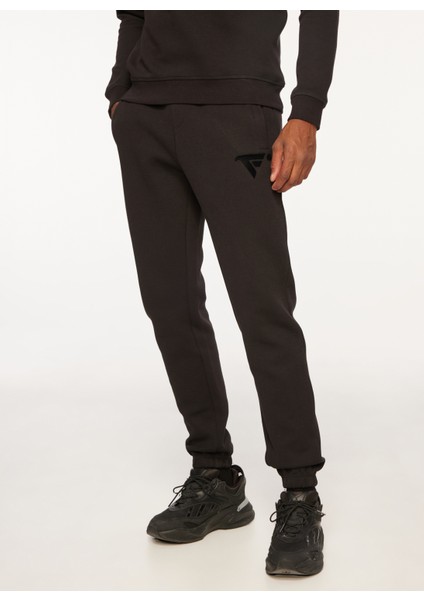 Lastikli Bel Slim Fit Siyah Erkek Eşofman Altı FM23W04PF
