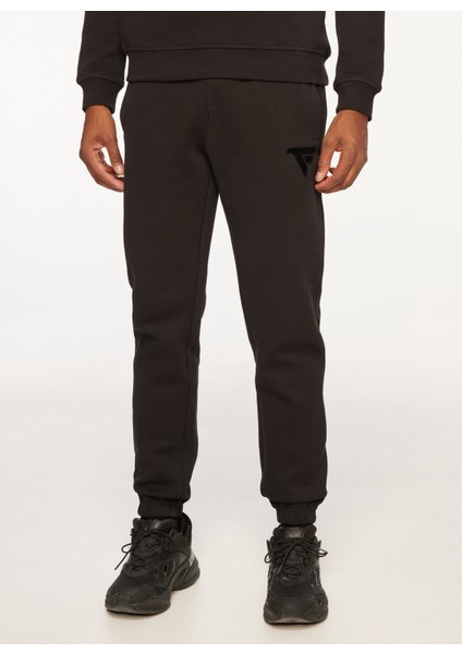 Lastikli Bel Slim Fit Siyah Erkek Eşofman Altı FM23W04PF