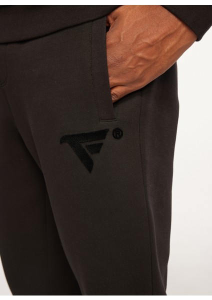 Lastikli Bel Slim Fit Siyah Erkek Eşofman Altı FM23W04PF