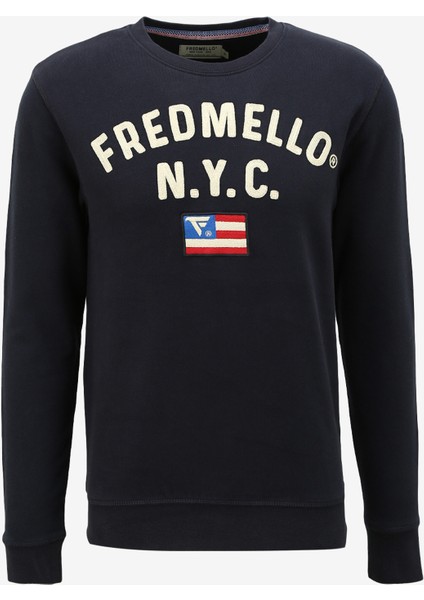 Bisiklet Yaka Lacivert Erkek Sweatshırt Fm23W21Fg