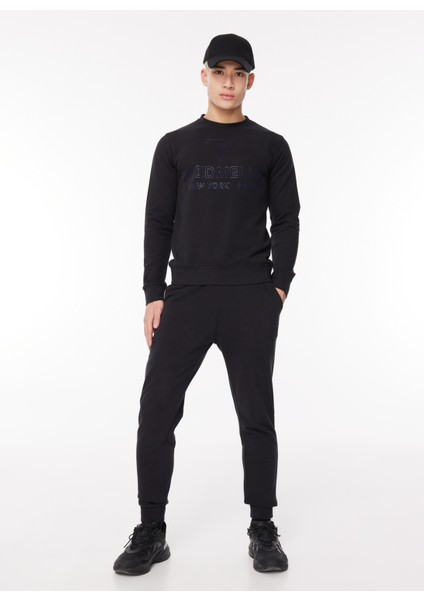 Lastikli Bel Slim Fit Siyah Erkek Eşofman Altı FM23W02PF