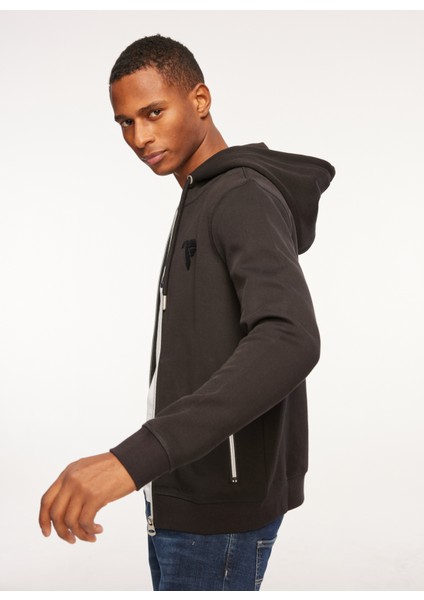 Kapüşon Yaka Siyah Erkek Sweatshırt Fm23W08Fz