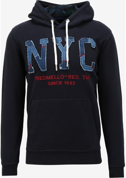 Kapüşon Yaka Lacivert Erkek Sweatshırt Fm23W11Fc