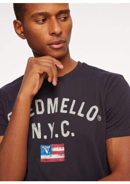 Bisiklet Yaka Lacivert Erkek T-Shirt FM23W11TG fırsatları