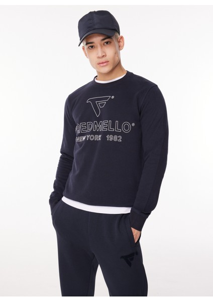 Bisiklet Yaka Lacivert Erkek Sweatshırt Fm23W03Fg