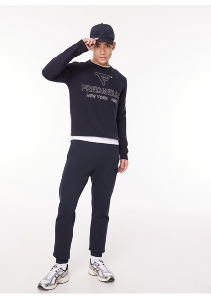 Bisiklet Yaka Lacivert Erkek Sweatshırt Fm23W03Fg modelleri