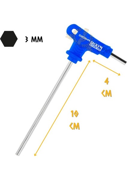 Saplı Avuç Içi T Alyan Anahtar - 3 Mm.