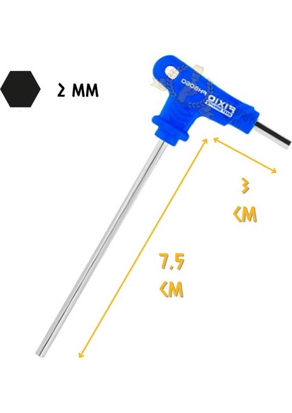 Saplı Avuç Içi T Alyan Anahtar - 2 Mm.