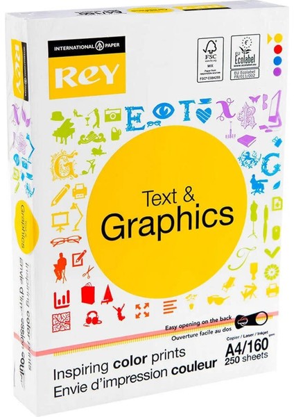 Te x t Graphics A4 160 gr 250 Yaprak 21 x 29,70 Gramajlı 250 Li