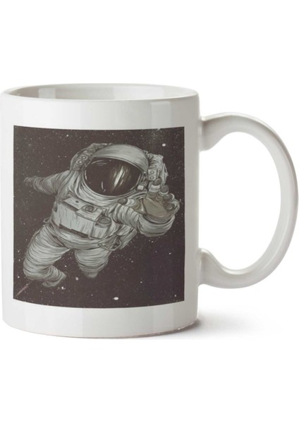 Astronauta Astronot Iki Tarafı Baskılı Kupa Bardak
