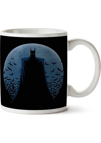 Batman Blue Moon Silhouette Iki Tarafı Baskılı Kupa Bardak