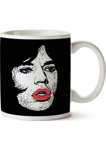 Mick Jagger Face Close Up The Rolling Stones Iki Tarafı Baskılı Kupa Bardak