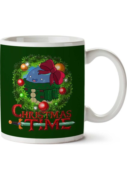 Adventure Christmas Time Wreath Bow Cartoon Network Iki Tarafı Baskılı Kupa Bardak