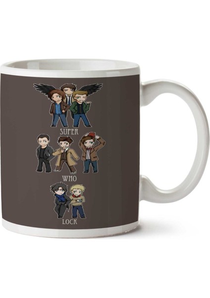 Superwholock Chibis Iki Tarafı Baskılı Kupa Bardak