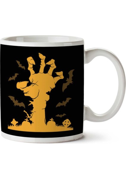 Zombie Fields Halloween Hand Iki Tarafı Baskılı Kupa Bardak