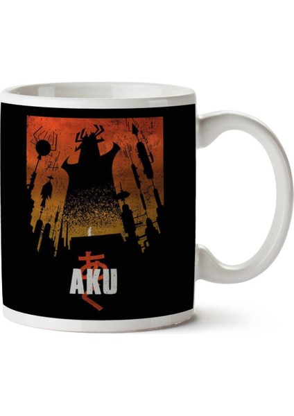 Akaiju Samurai Jack Aku Iki Tarafı Baskılı Kupa Bardak