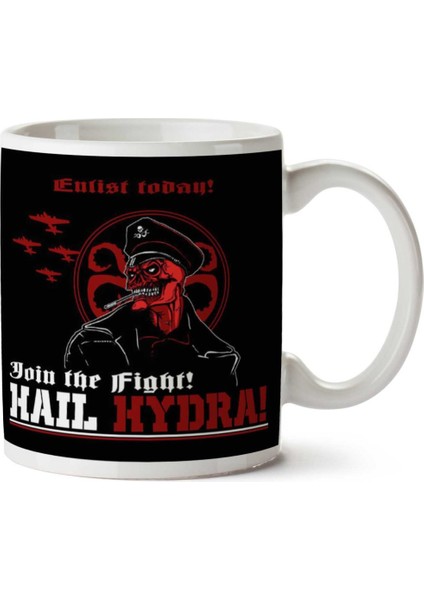 Enlist Today Hail Hydra Red Skull Captain America Iki Tarafı Baskılı Kupa Bardak