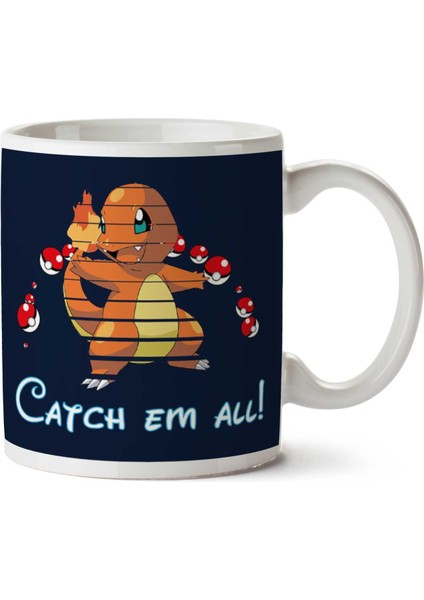 Pokemon Charmander Disney Logo Iki Tarafı Baskılı Kupa Bardak