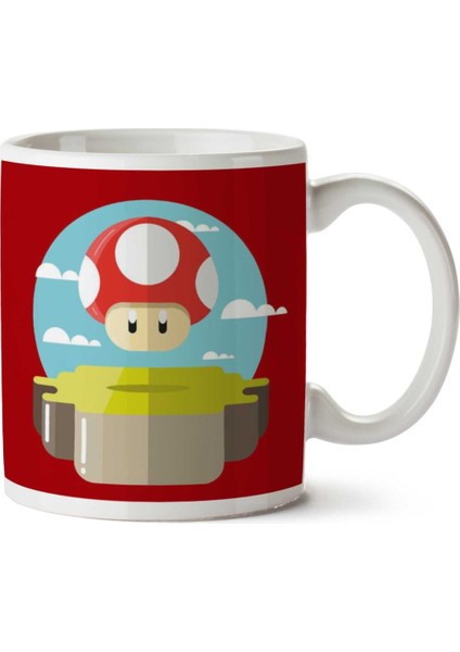 Super Mario Brothers Power Up Mushroom Iki Tarafı Baskılı Kupa Bardak