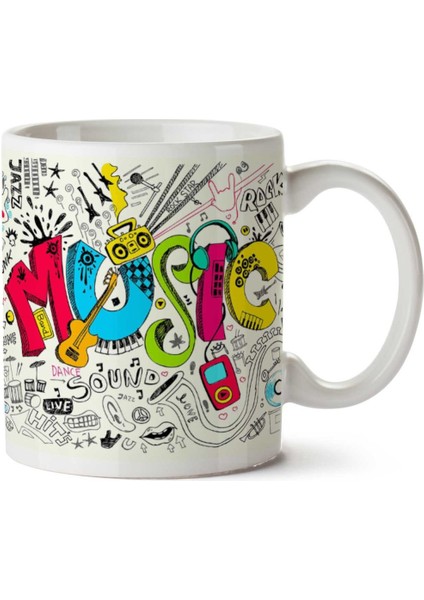 Music Love Müzik Iki Tarafı Baskılı Kupa Bardak