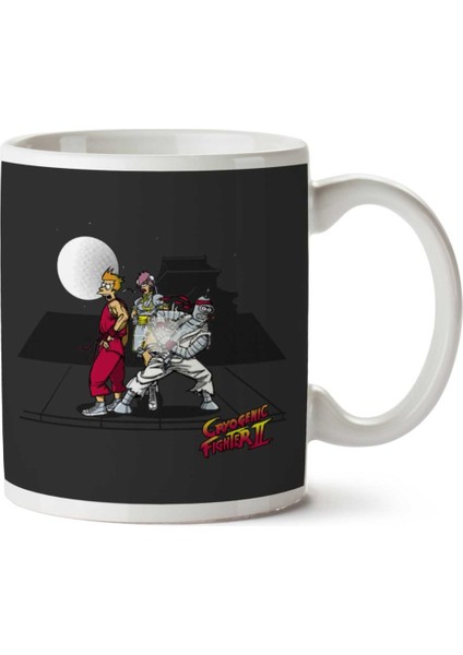 Cryogenic Fighter Iı Futurama Street Fighter Iki Tarafı Baskılı Kupa Bardak