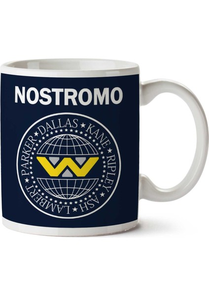Nostromo Ramones Logo Aliens Iki Tarafı Baskılı Kupa Bardak