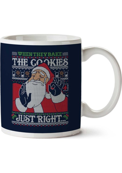 Santa Claus When They Bake The Cookies Christmas Knit Iki Tarafı Baskılı Kupa Bardak