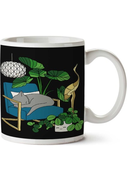 Kedi Şekerleme Uyku Iki Tarafı Baskılı Kupa Bardak