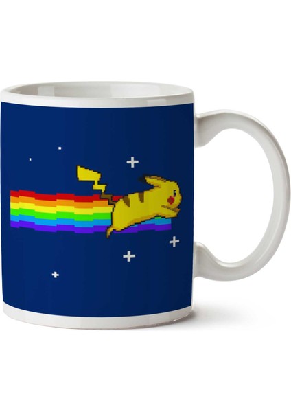 Pokemon Pikachu Nyan Cat Iki Tarafı Baskılı Kupa Bardak