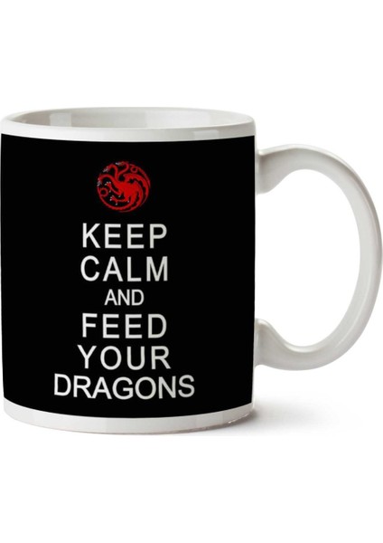 Feed Dragons Game Of Thrones Iki Tarafı Baskılı Kupa Bardak