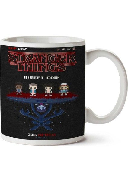 Stranger Things Yazı Karakterler Iki Tarafı Baskılı Kupa Bardak