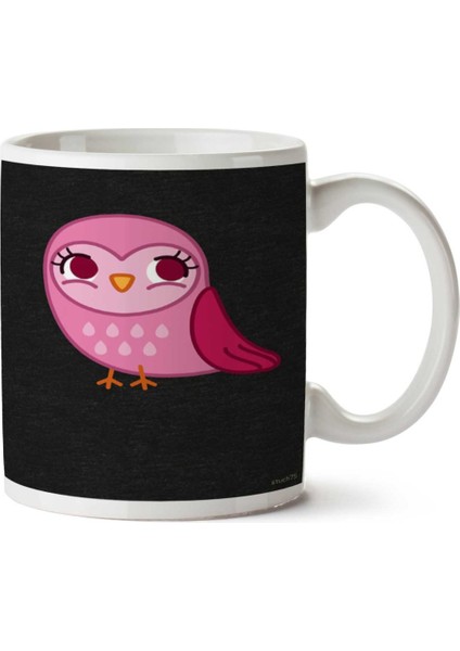 Cute Pink Owl Iki Tarafı Baskılı Kupa Bardak