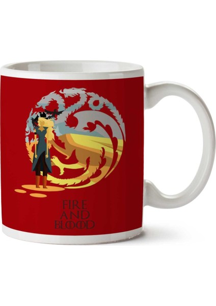 Fire And Blood Daenerys Targaryen Game Of Thrones Iki Tarafı Baskılı Kupa Bardak