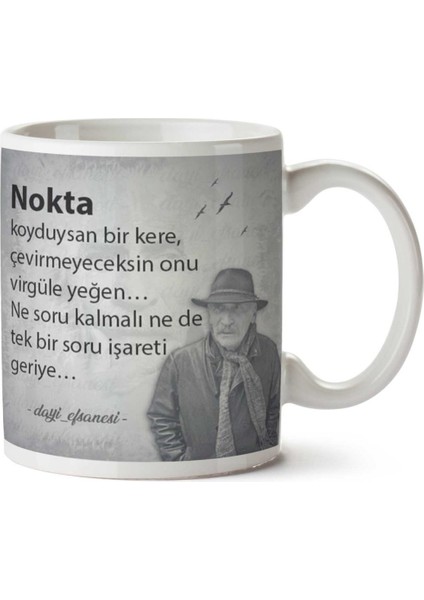 Tuncel Kurtiz Nokta Koyduysan Iki Tarafı Baskılı Kupa Bardak