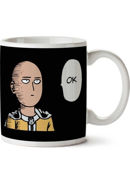 Saitama Ok Speech Bubble One Punch Man Iki Tarafı Baskılı Kupa Bardak