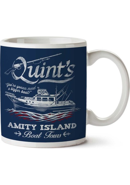 Quints Amity Island Boat Tours Jaws Iki Tarafı Baskılı Kupa Bardak