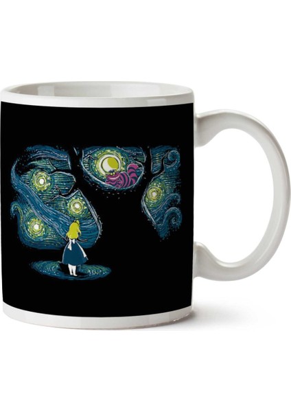 We Are All Mad In A Starry Night Alice In Wonderland Iki Tarafı Baskılı Kupa Bardak