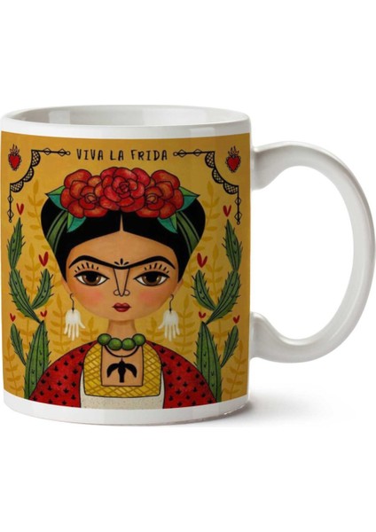 Viva La Frida Kahlo Iki Tarafı Baskılı Kupa Bardak