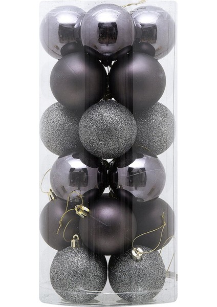 Asılabilir Yılbaşı Yeniyıl Ağacı Süsü 6cm Top Koyu Gümüş 24 Lü Christmas Tree Ornaments Yeni Yıl Süsleri