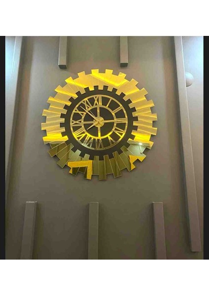 Dekoratif Gold Aynalı Şık Modern Hediyelik Altın Duvar Saati 40X40 cm fiyatları
