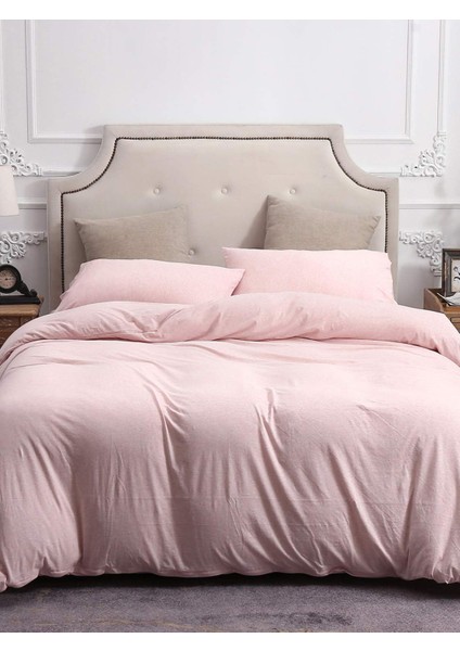 Soft Pink Çift Kişilik Çarşafı Lastikli Pamuk Nevresim Takımı