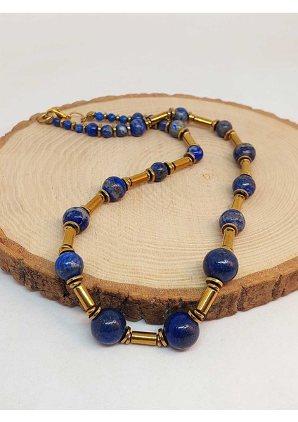 Lapis & Hematit Taşı Tasarım Unisex Kolye (45084)
